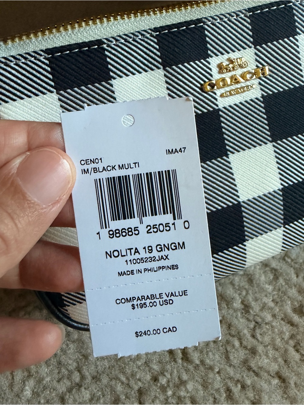 Coach Nolita 19 Gingham print with cherries and matching wallet - Picture 6 of 13
